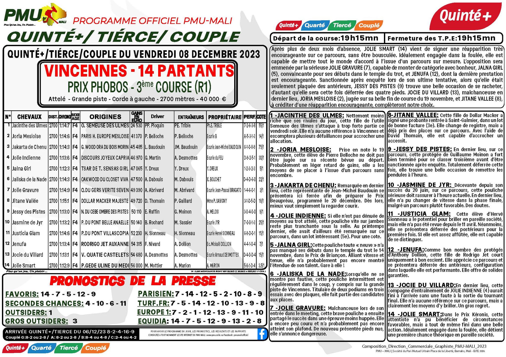 journal hippique pmu mali