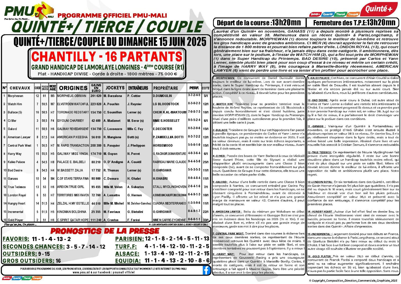 journal hippique pmu mali