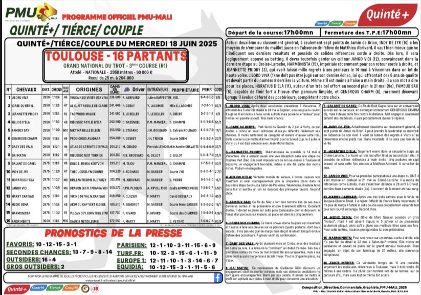 journal hippique pmu mali