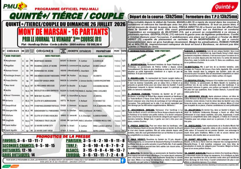 journal hippique pmu mali