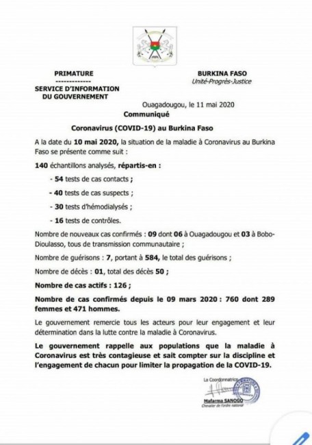 Covid-19 : Le Burkina atteint la barre de 50 décès